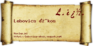 Lebovics Ákos névjegykártya